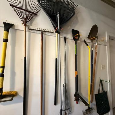 Lot of garden and snow tools