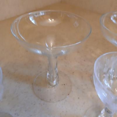 Duncan Miller stemware - Martini glasses and an acid etched vase