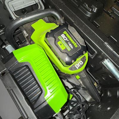 Greenworks chainsaw with battery and case
