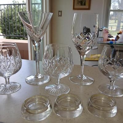 Crystal stemware - Champagne glasses - Stewart - with three candle holders 5 mixed stemware