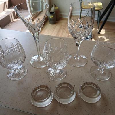 Crystal stemware - Champagne glasses - Stewart - with three candle holders 5 mixed stemware