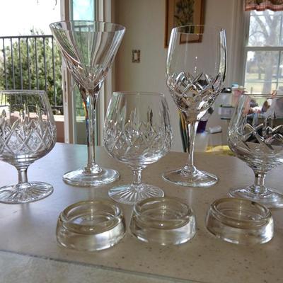 Crystal stemware - Champagne glasses - Stewart - with three candle holders 5 mixed stemware