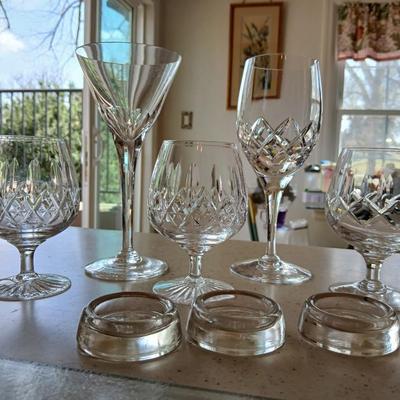 Crystal stemware - Champagne glasses - Stewart - with three candle holders 5 mixed stemware