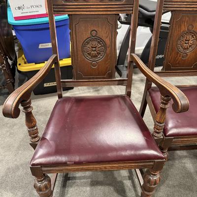 5 carved wood antique chairs
