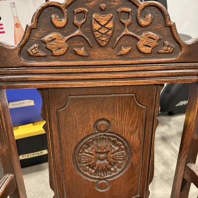 5 carved wood antique chairs