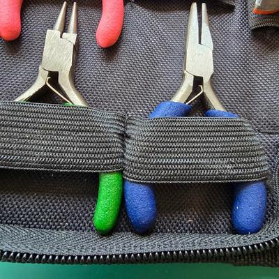 Mini tool set - Jewlery making piler kit in black zippered storage case with Alaska mini ulu folding knife