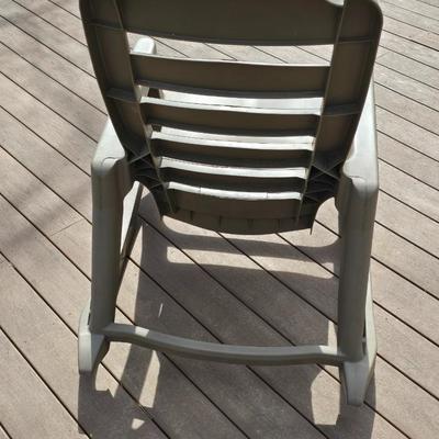 Patio heavy duty plastic rocking chair with light metal plant stand