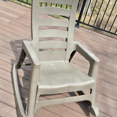Patio heavy duty plastic rocking chair with light metal plant stand