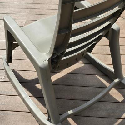 Patio heavy duty plastic rocking chair with light metal plant stand