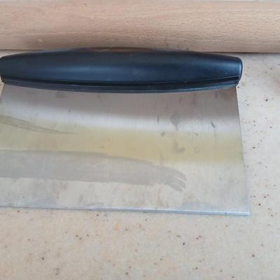 Kitchen needs Funnel assortment - Scraper / cutter tool - and a wooden rolling pin