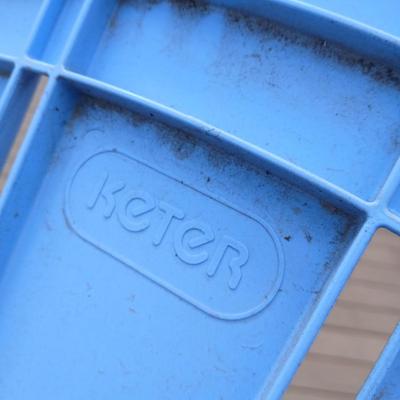 Three plastic Stackable Adirondack Chairs and a outdoor pillow - Keter chair