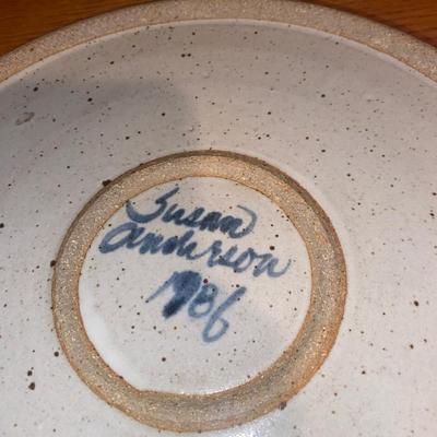 SUSAN ANDERSON SIGNED STONEWARE/POTTERY PLATTER AND BOWL