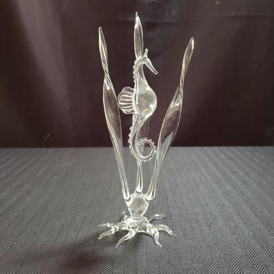 Lalique "Perche" Fish And A Dorofee Signed Glass Seahorse Figurine (O-KD)