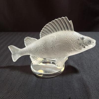 Lalique "Perche" Fish And A Dorofee Signed Glass Seahorse Figurine (O-KD)
