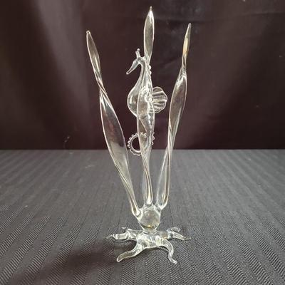 Lalique "Perche" Fish And A Dorofee Signed Glass Seahorse Figurine (O-KD)