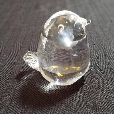 Lalique Frosted Sparrow & Smaller Glass Bird Figurines (O-KD)