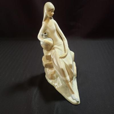 Nao by Lladro "Jewish Boy Petting Dog" & "Girl Sitting on Rocks with Jug" (O-KD)