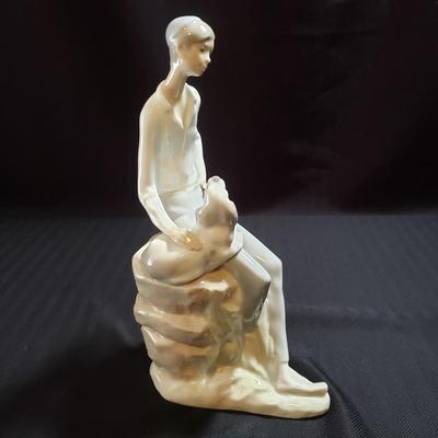 Nao by Lladro "Jewish Boy Petting Dog" & "Girl Sitting on Rocks with Jug" (O-KD)