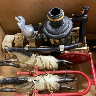 Cast iron horse drawn pumper engine