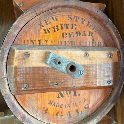 Vintage white cedar churn