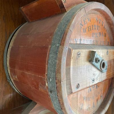 Vintage white cedar churn