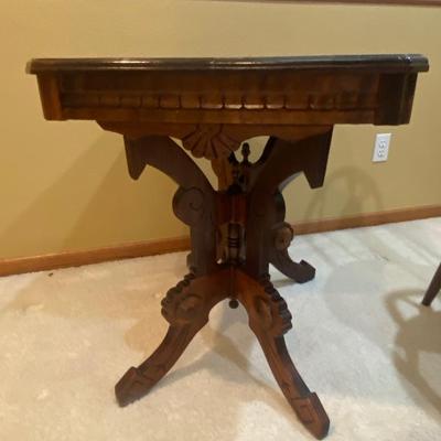 ANTIQUE CARVED WALNUT SIDE TABLE
