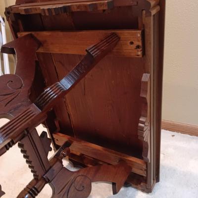 ANTIQUE CARVED WALNUT SIDE TABLE