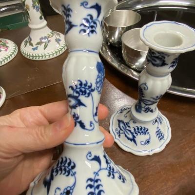Blue and white candlesticks