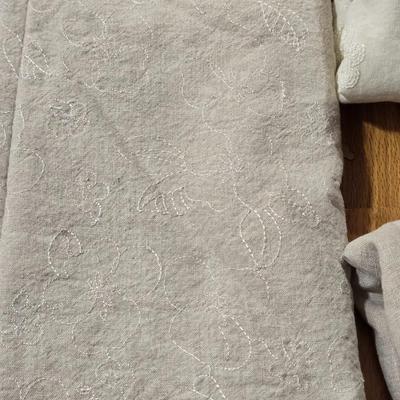Tan and Eggshell Linen Fabric