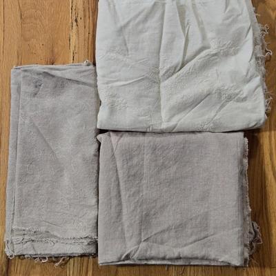 Tan and Eggshell Linen Fabric