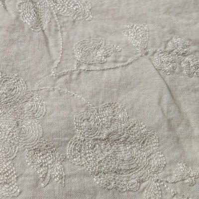 Tan and Eggshell Linen Fabric