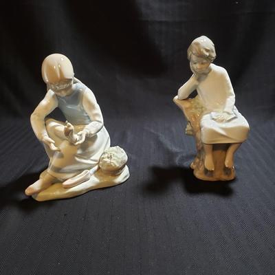 Nao by Lladro "Foot Massage" & Lladro "Thinking Boy" (O-KD)