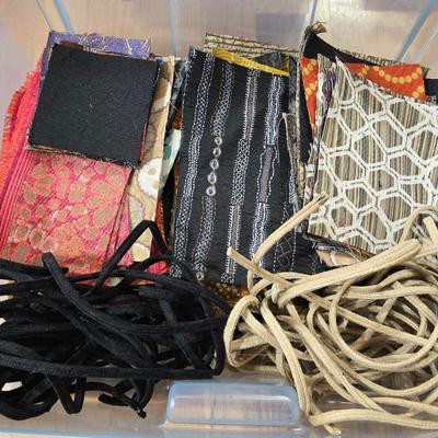Storage Container Filled with Pre Cut Fabric & Suede Piping