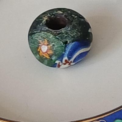 Vintage Cloisonne Bangle, Chinese Cloisonne Bangle bracelet with earrings and a trade bead