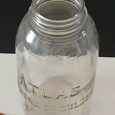 Vintage Half Gallon Atlas Strong Shoulder Mason Jar with Presto Jar metal and glass Lids