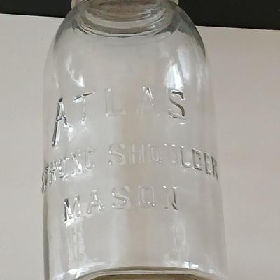 Vintage Half Gallon Atlas Strong Shoulder Mason Jar with Presto Jar metal and glass Lids