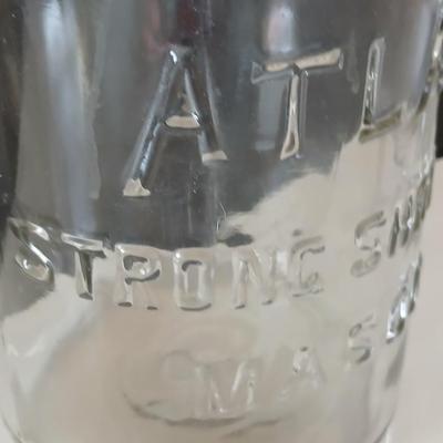 Vintage Half Gallon Atlas Strong Shoulder Mason Jar with Presto Jar metal and glass Lids