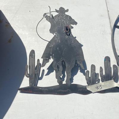 Metal art horse welcome sign