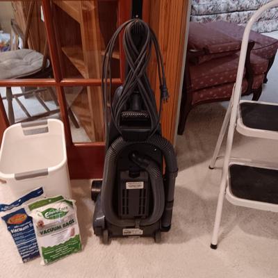 KENMORE INTELI CLEAN VACUUM, FOLDING STEP STOOL AND TRASH CAN