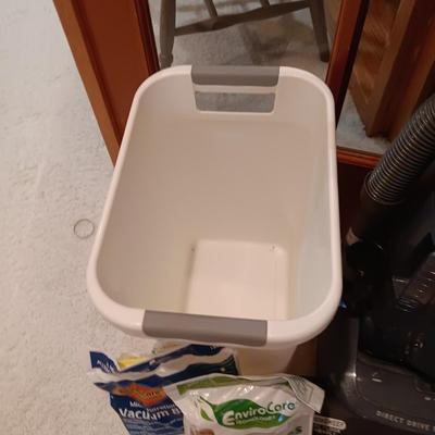 KENMORE INTELI CLEAN VACUUM, FOLDING STEP STOOL AND TRASH CAN