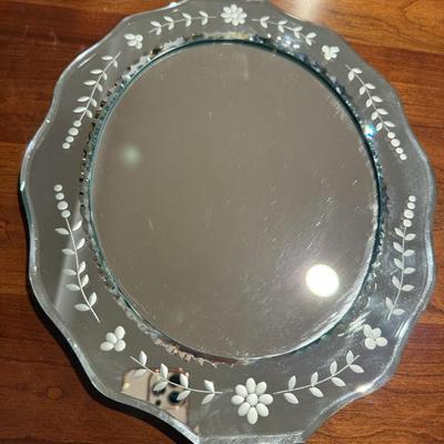 Etched glass antique mirror