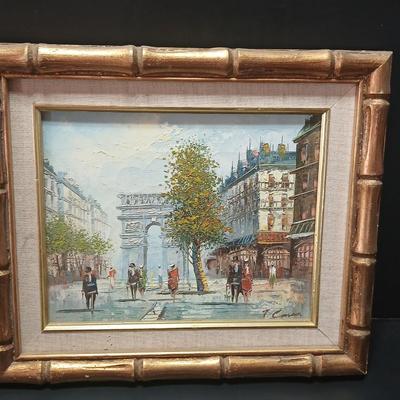 Vintage Original T. Carson Oil on Canvas Impressionist Painting of Paris France Signed and Framed