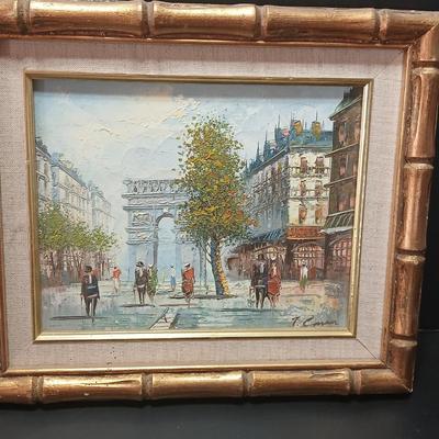 Vintage Original T. Carson Oil on Canvas Impressionist Painting of Paris France Signed and Framed