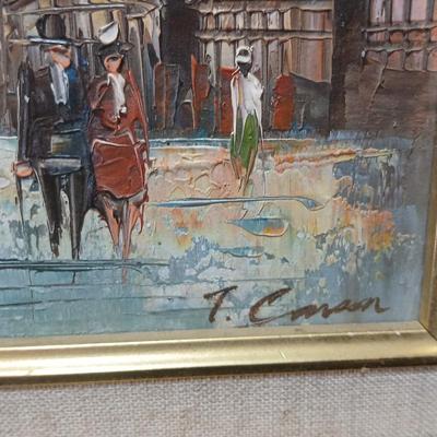 Vintage Original T. Carson Oil on Canvas Impressionist Painting of Paris France Signed and Framed