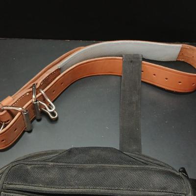 Concealed Firearm fanny pack - leather Knife sheath - and a leather field custom rifle sling
