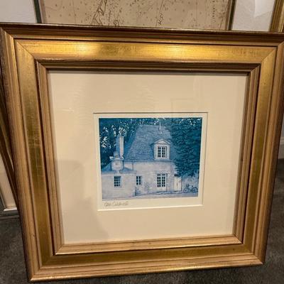 Two framed signed pieces and one unframed