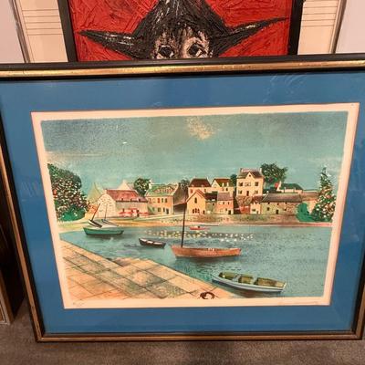 Boats in Inlet framed art
