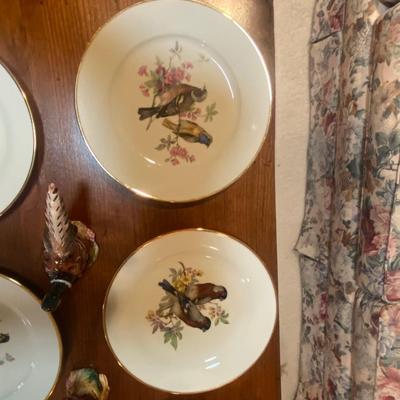 JWK WESTERN GERMANY PLATES & FITZ & FLOYD PHEASANT SALT & PEPPER SHAKERS