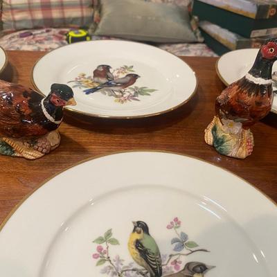 JWK WESTERN GERMANY PLATES & FITZ & FLOYD PHEASANT SALT & PEPPER SHAKERS