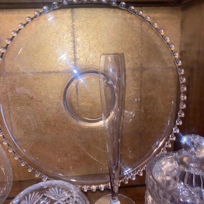 CANDLEWICK SERVING PLATTER, BISCUIT BARREL, BUD VASE AND MORE